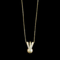 14K Two-tone Gold Estate Cultured Pearl and Diamond Pendant Necklace