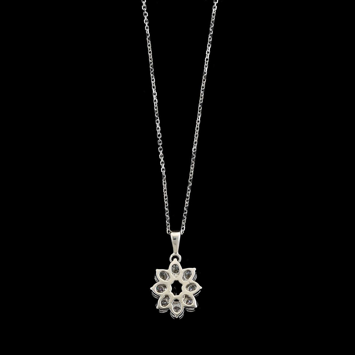 18K White Gold Estate Sapphire and Diamond Pendant Necklace