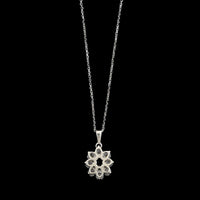 18K White Gold Estate Sapphire and Diamond Pendant Necklace