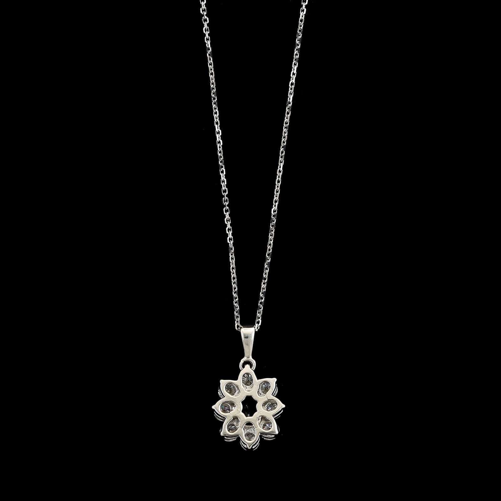 18K White Gold Estate Sapphire and Diamond Pendant Necklace