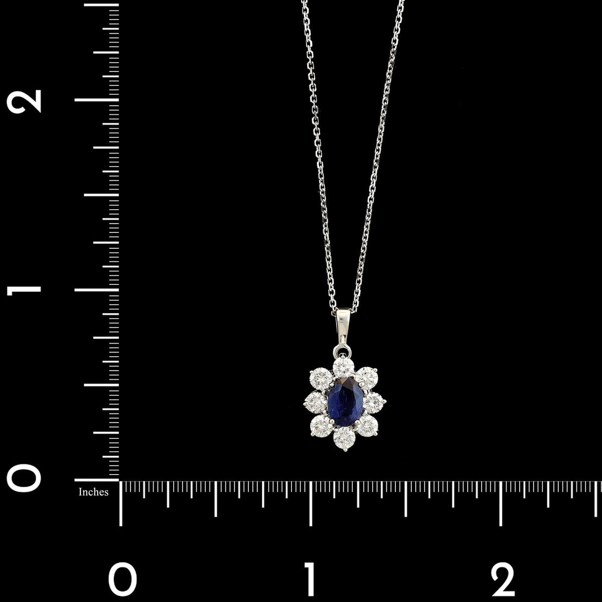 18K White Gold Estate Sapphire and Diamond Pendant Necklace