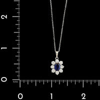 18K White Gold Estate Sapphire and Diamond Pendant Necklace