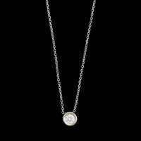 14K White Gold Estate Diamond Solitaire Pendant Necklace
