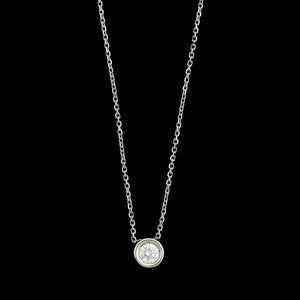 14K White Gold Estate Diamond Solitaire Pendant Necklace