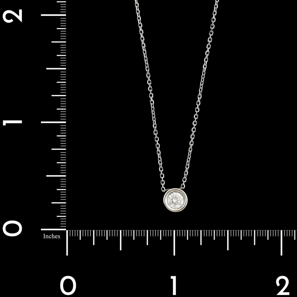 14K White Gold Estate Diamond Solitaire Pendant Necklace