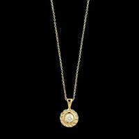 18K Yellow Gold Estate Diamond Solitaire Pendant Necklace