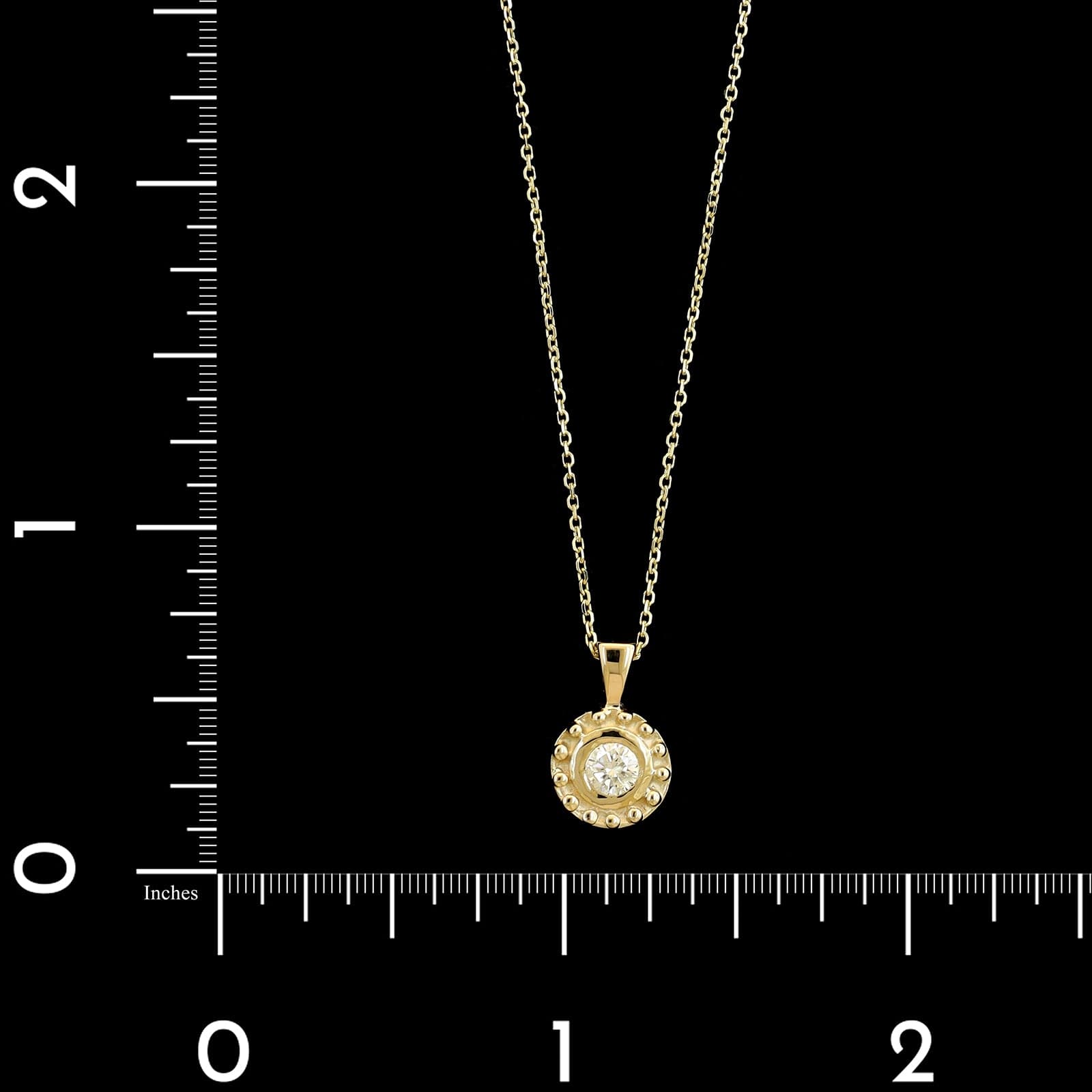 18K Yellow Gold Estate Diamond Solitaire Pendant Necklace