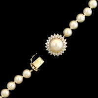 14K Yellow Gold Estate Cultured Pearl and Diamond Necklace
