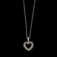 14K White Gold Estate Diamond Heart Pendant Necklace