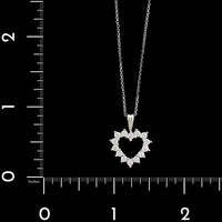 14K White Gold Estate Diamond Heart Pendant Necklace