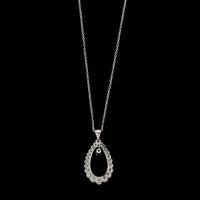14K White Gold Estate Diamond Tear Drop Pendant Necklace