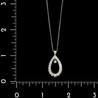 14K White Gold Estate Diamond Tear Drop Pendant Necklace