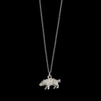 Antique Platinum Estate Diamond and Ruby Pig Pendant, France