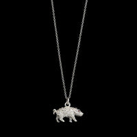 Antique Platinum Estate Diamond and Ruby Pig Pendant, France