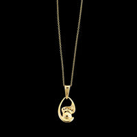 14K Yellow Gold Estate Pearl and Diamond Pendant Necklace