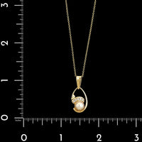 14K Yellow Gold Estate Pearl and Diamond Pendant Necklace
