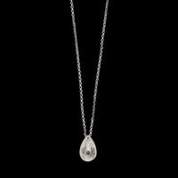 14K White Gold Estate Diamond Teardrop Pendant Necklace