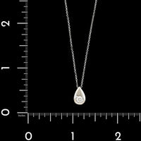 14K White Gold Estate Diamond Teardrop Pendant Necklace