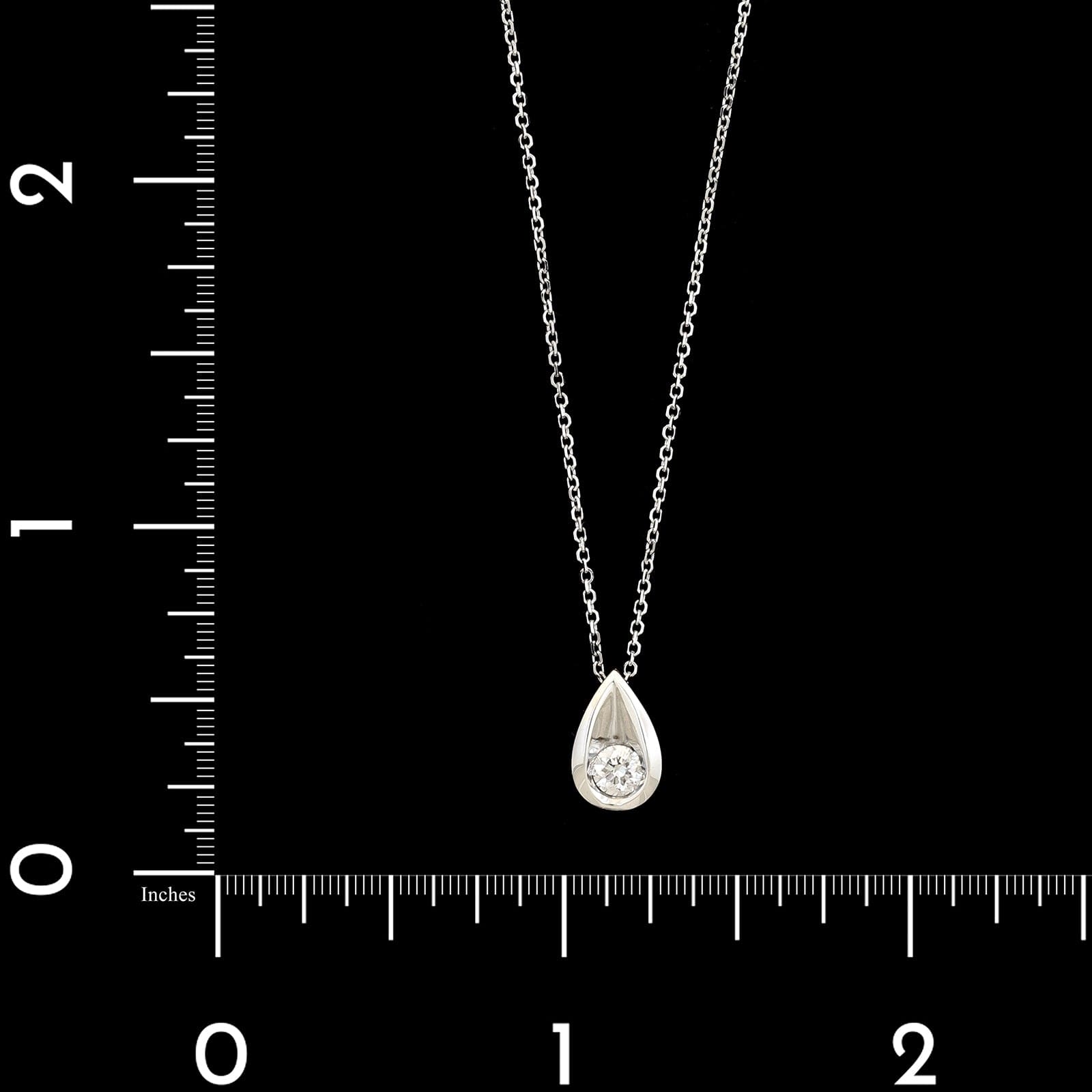 14K White Gold Estate Diamond Teardrop Pendant Necklace