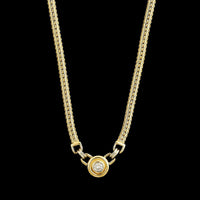 14K Two-tone Gold Estate Diamond Bezel Necklace