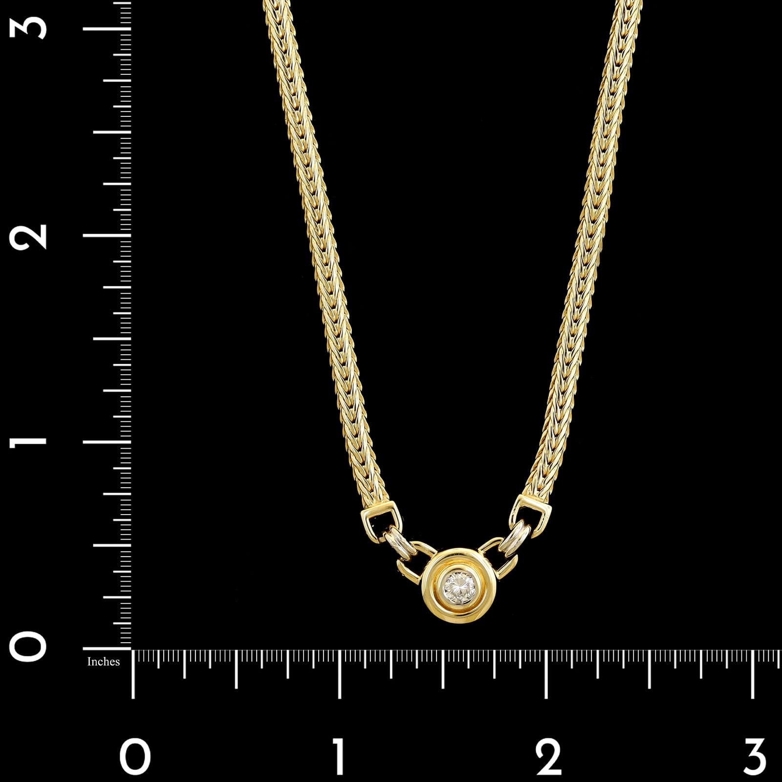 14K Two-tone Gold Estate Diamond Bezel Necklace