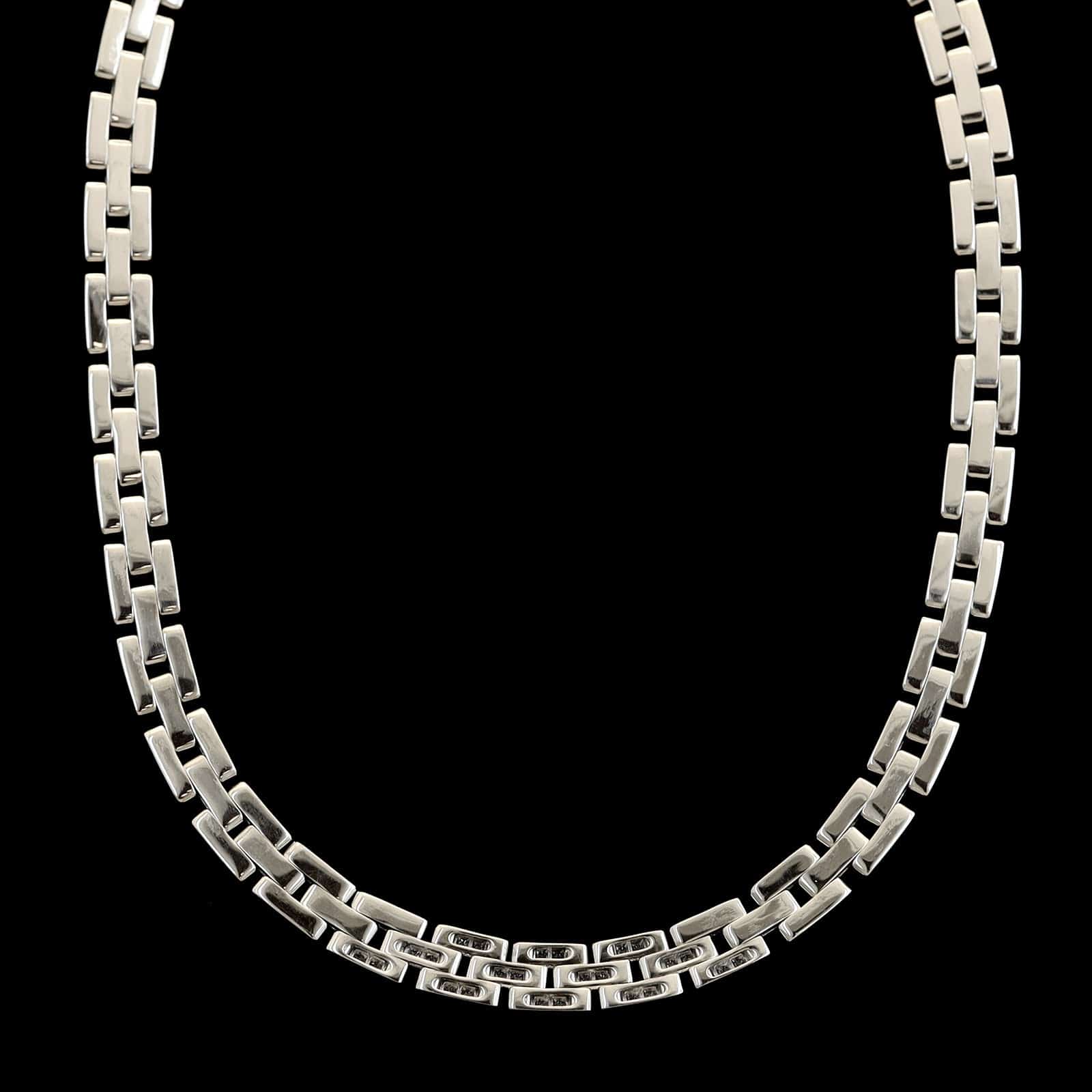 Cartier 18K White Estate Gold Maillon Panthere Diamond Necklace