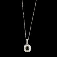 18K White Gold Estate Alexandrite and Diamond Pendant Necklace