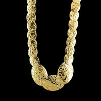 14K Yellow Gold Estate Graduated Textured Oval Link Necklace