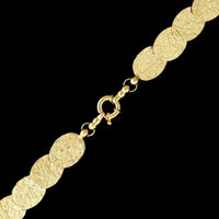 14K Yellow Gold Estate Graduated Textured Oval Link Necklace
