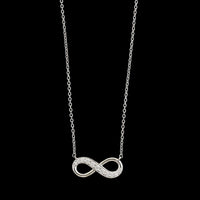 14K White Gold Estate Diamond Infinity Pendant Necklace