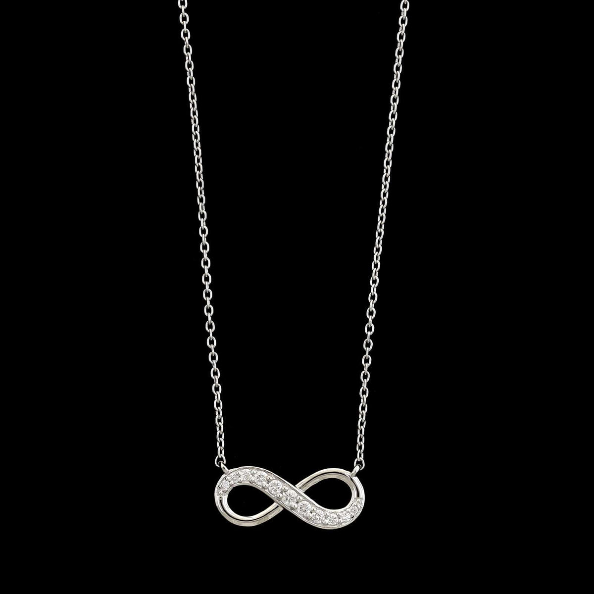 14K White Gold Estate Diamond Infinity Pendant Necklace