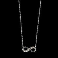 14K White Gold Estate Diamond Infinity Pendant Necklace