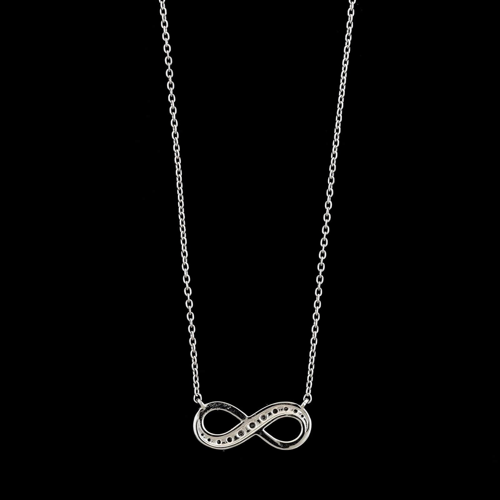 14K White Gold Estate Diamond Infinity Pendant Necklace