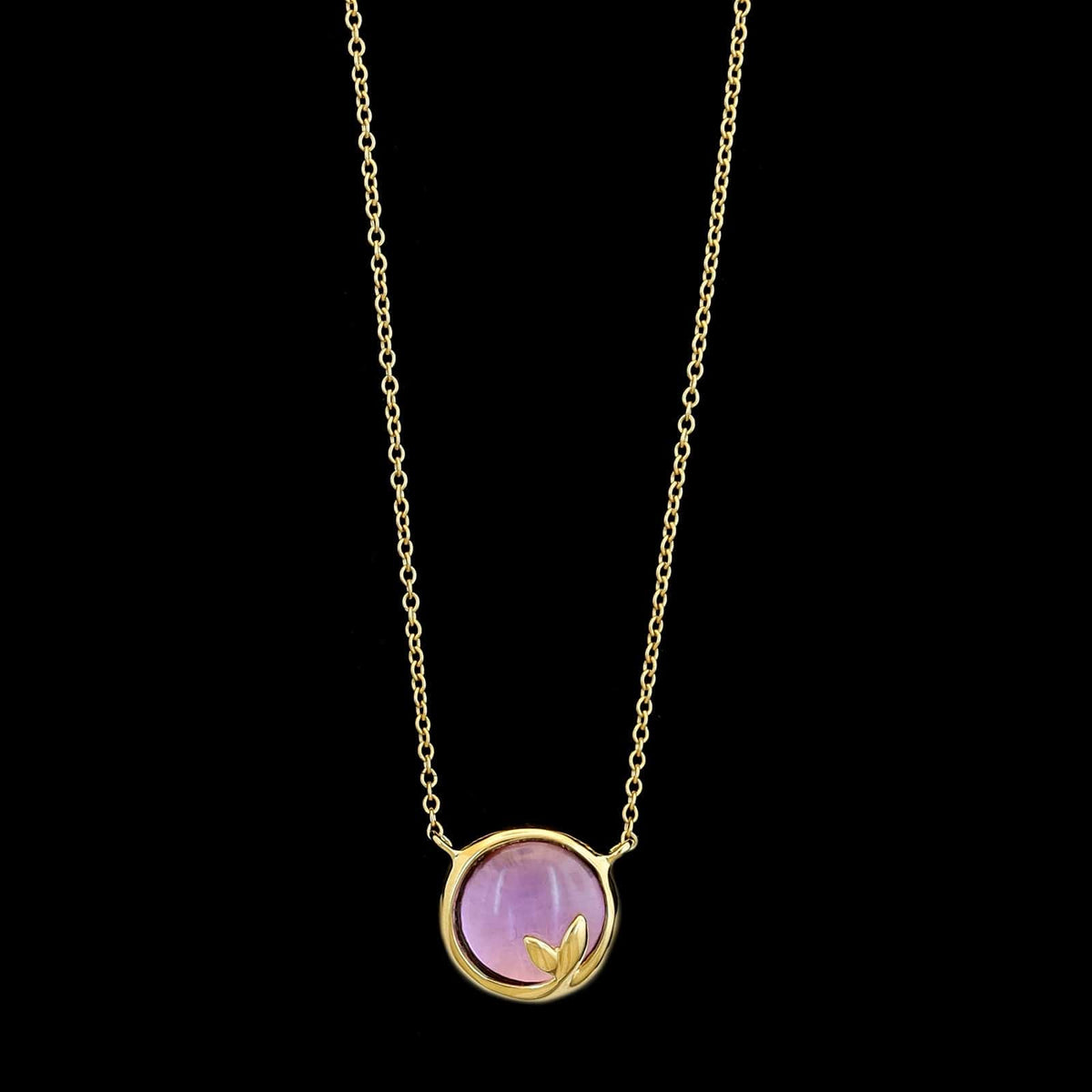 Tiffany & Co. 18K Yellow Gold Estate Amethyst Olive Leaf Necklace