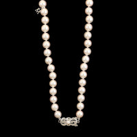Mikimoto 18K White Gold Estate Akoya Cultured Pearl Necklace