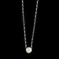 14K White Gold Estate Diamond Solitaire Pendant Necklace