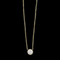 14K Two-tone Estate Diamond Bezel Solitaire Necklace