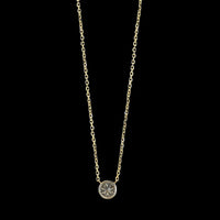 14K Two-tone Estate Diamond Bezel Solitaire Necklace