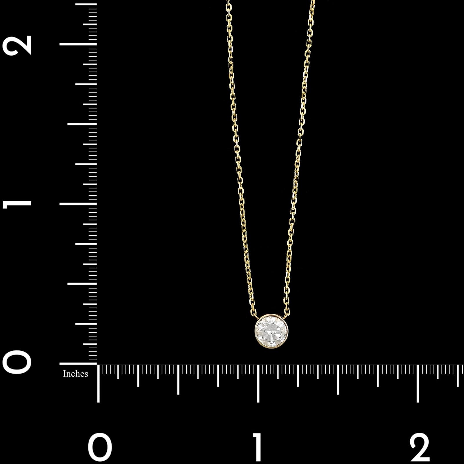 14K Two-tone Estate Diamond Bezel Solitaire Necklace