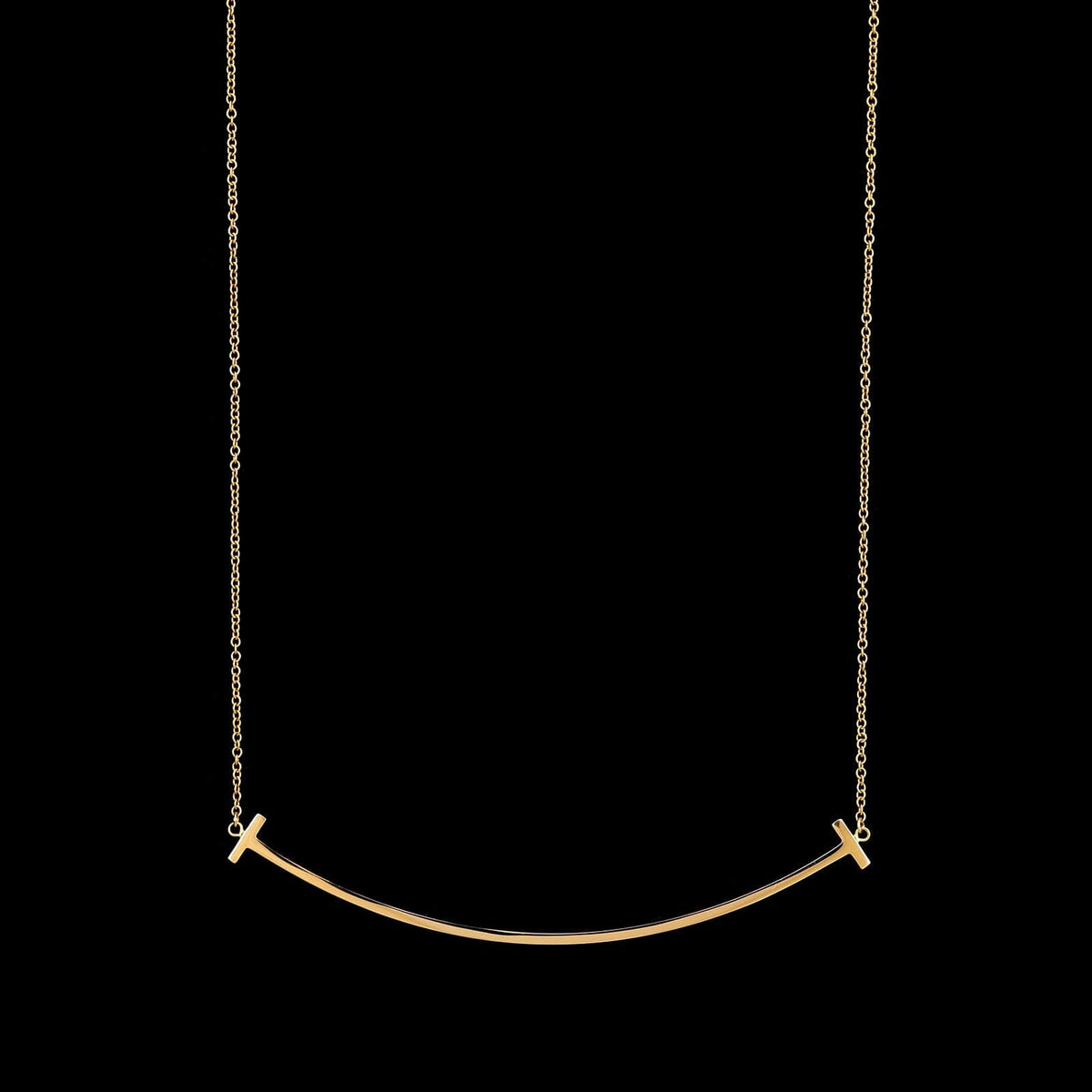 Tiffany & Co. 18K Rose Gold Estate T Smile Large Pendant Necklace
