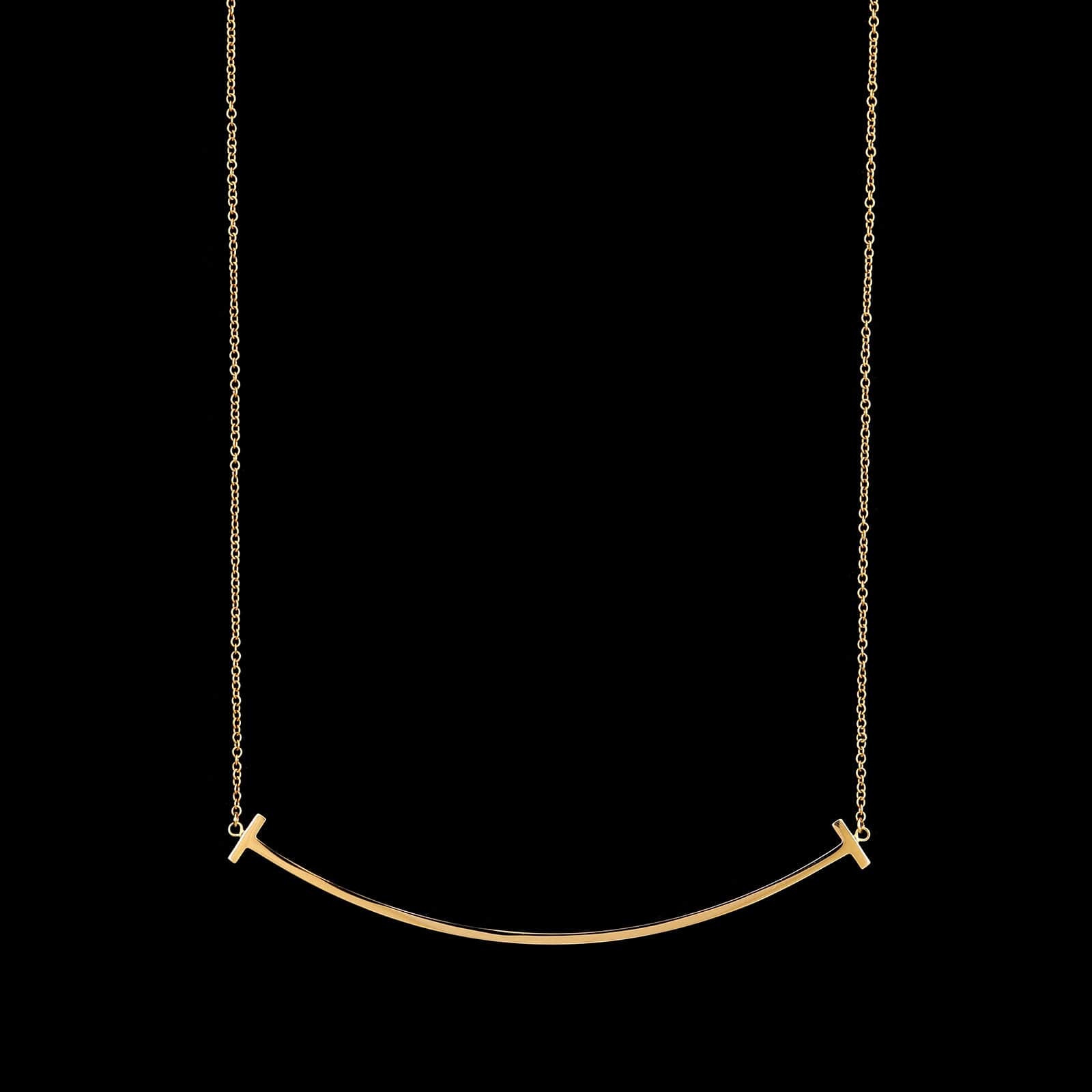 Tiffany & Co. 18K Rose Gold Estate T Smile Large Pendant Necklace
