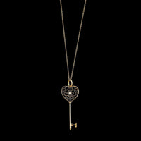 Tiffany & Co. 18K Rose Gold Estate Diamond Enchant Heart Key Pendant Necklace