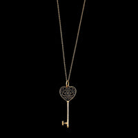 Tiffany & Co. 18K Rose Gold Estate Diamond Enchant Heart Key Pendant Necklace