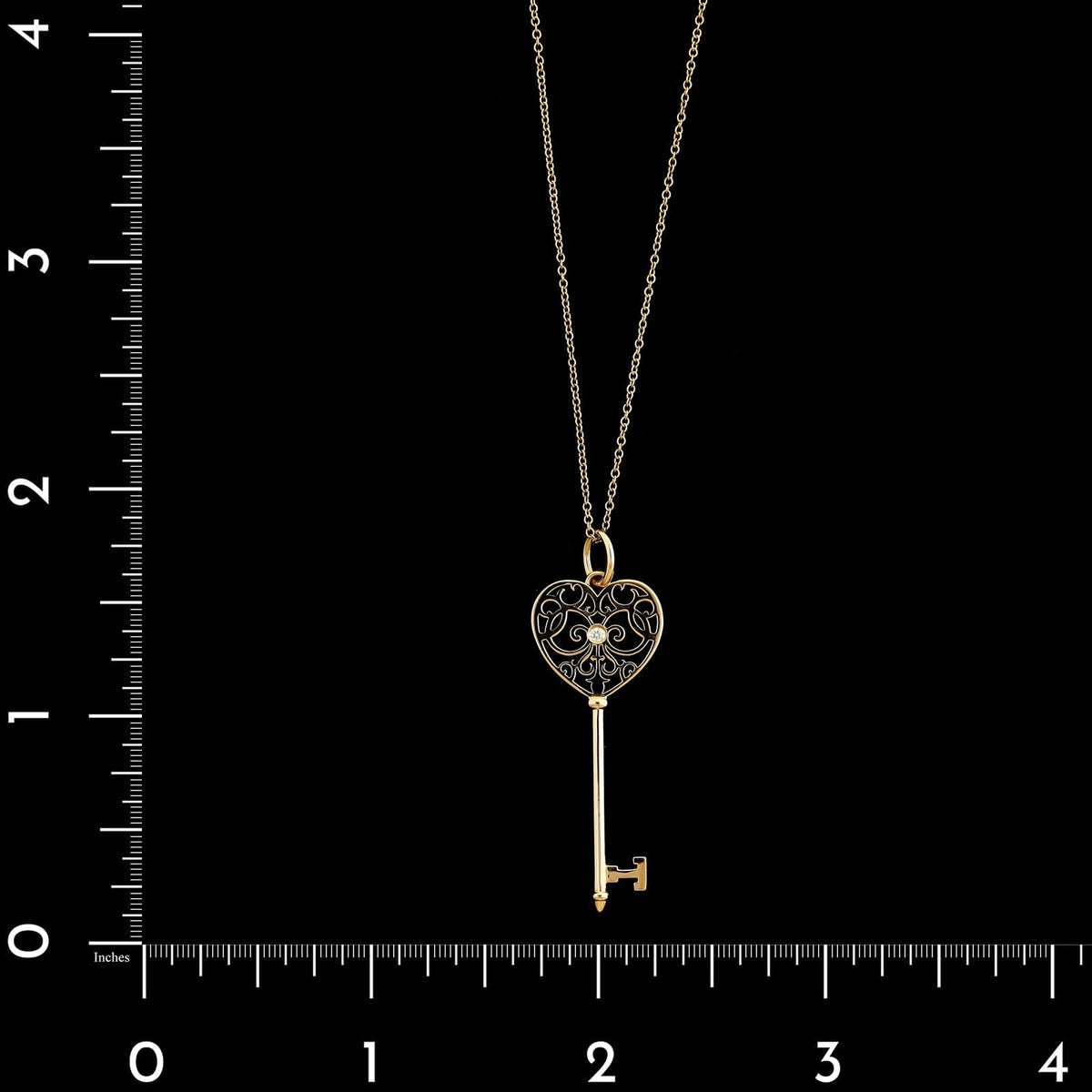 Tiffany & Co. 18K Rose Gold Estate Diamond Enchant Heart Key Pendant Necklace