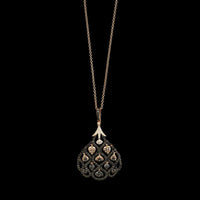 14K Rose Gold Estate Multi-color Diamond Pendant Necklace