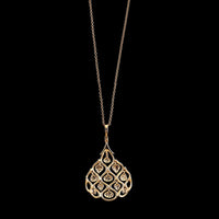 14K Rose Gold Estate Multi-color Diamond Pendant Necklace