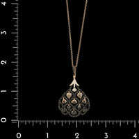 14K Rose Gold Estate Multi-color Diamond Pendant Necklace