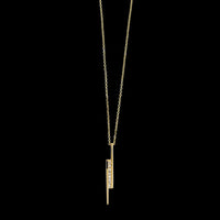 14K Yellow Gold Estate Diamond Bar Pendant Necklace