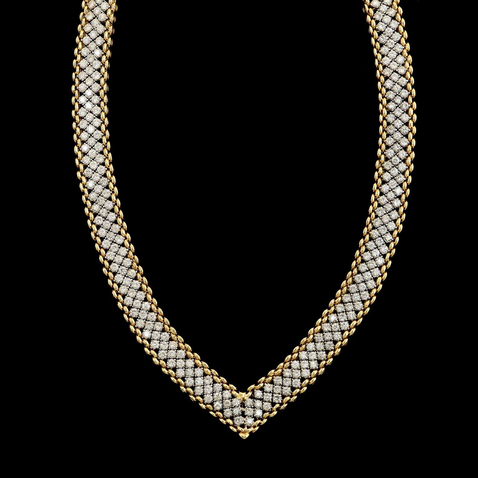 14K Two-tone Gold Estate Diamond Necklace