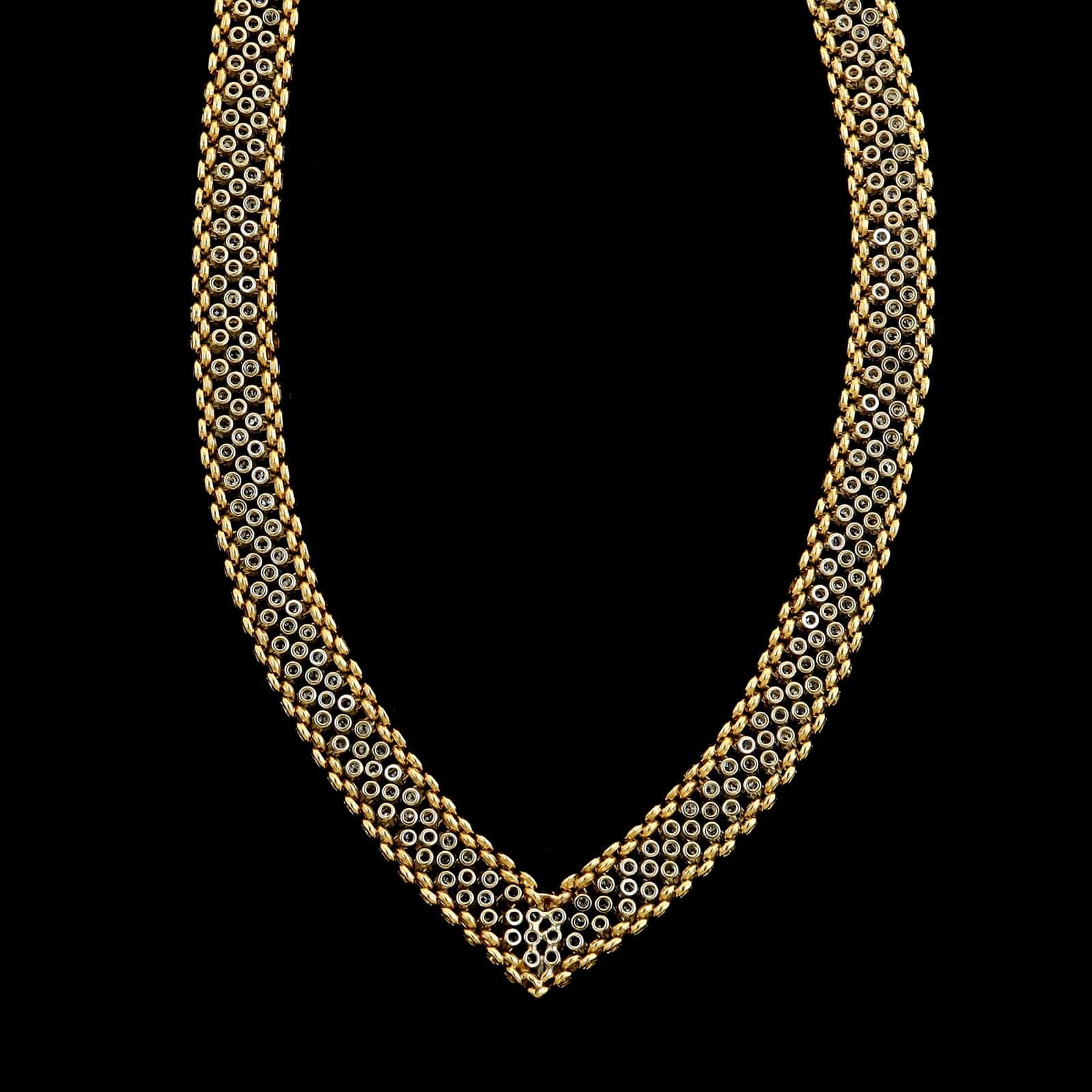 14K Two-tone Gold Estate Diamond Necklace